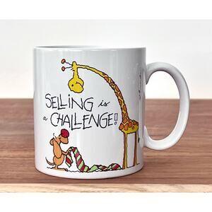 Vintage Russ Selling Is A Challenge 11 Oz Coffee Mug Cup Giraffe Novelty